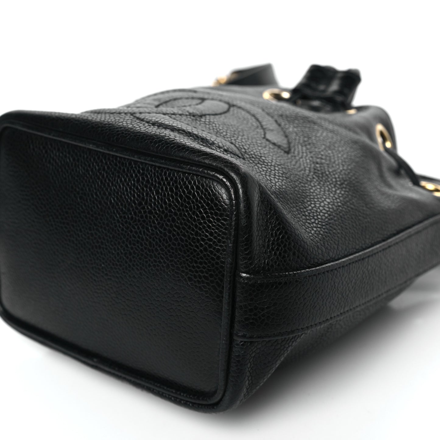 Caviar CC Chain Mini Drawstring Bag Black