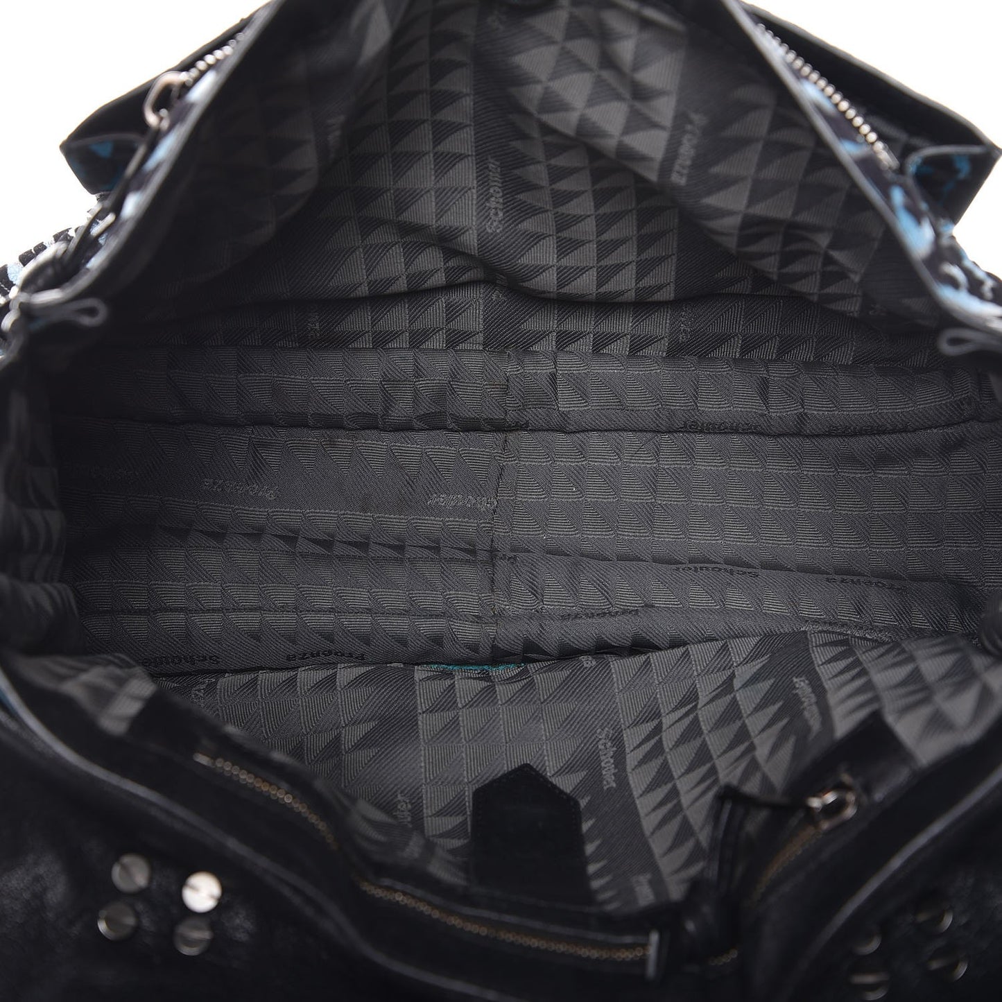 Lambskin Velvet Medium Woodgrain PS1 Satchel Teal Black