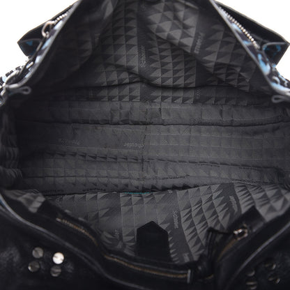 Proenza Schouler Lambskin Velvet Medium Woodgrain PS1 Satchel Teal Black 6 of 17