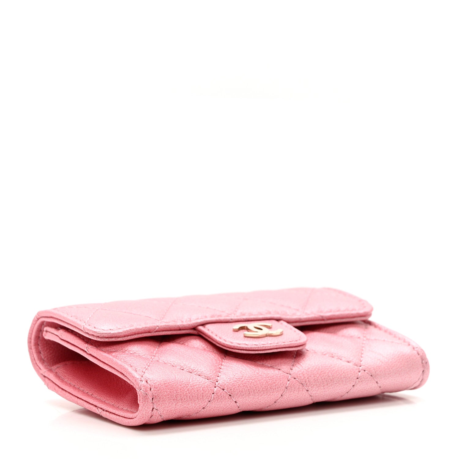Chanel Cloudy Pearly Goatskin Quilted Flap Card Holder Wallet Light Pink 4 of 8
