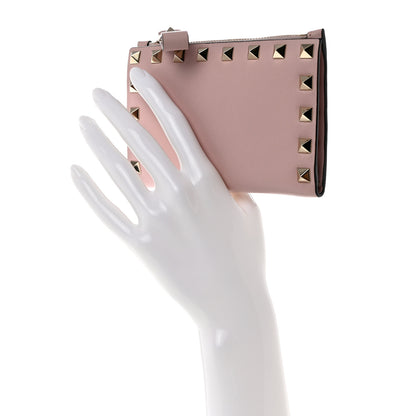 Valentino Garavani Nappa Rockstud Coin Purse Card Holder Water Rose 3 of 8