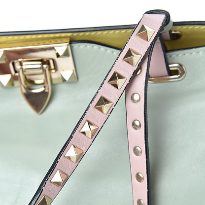 Valentino Garavani Vitello Watercolor Small Rockstud Tote Rose Green Yellow Sky 13 of 15