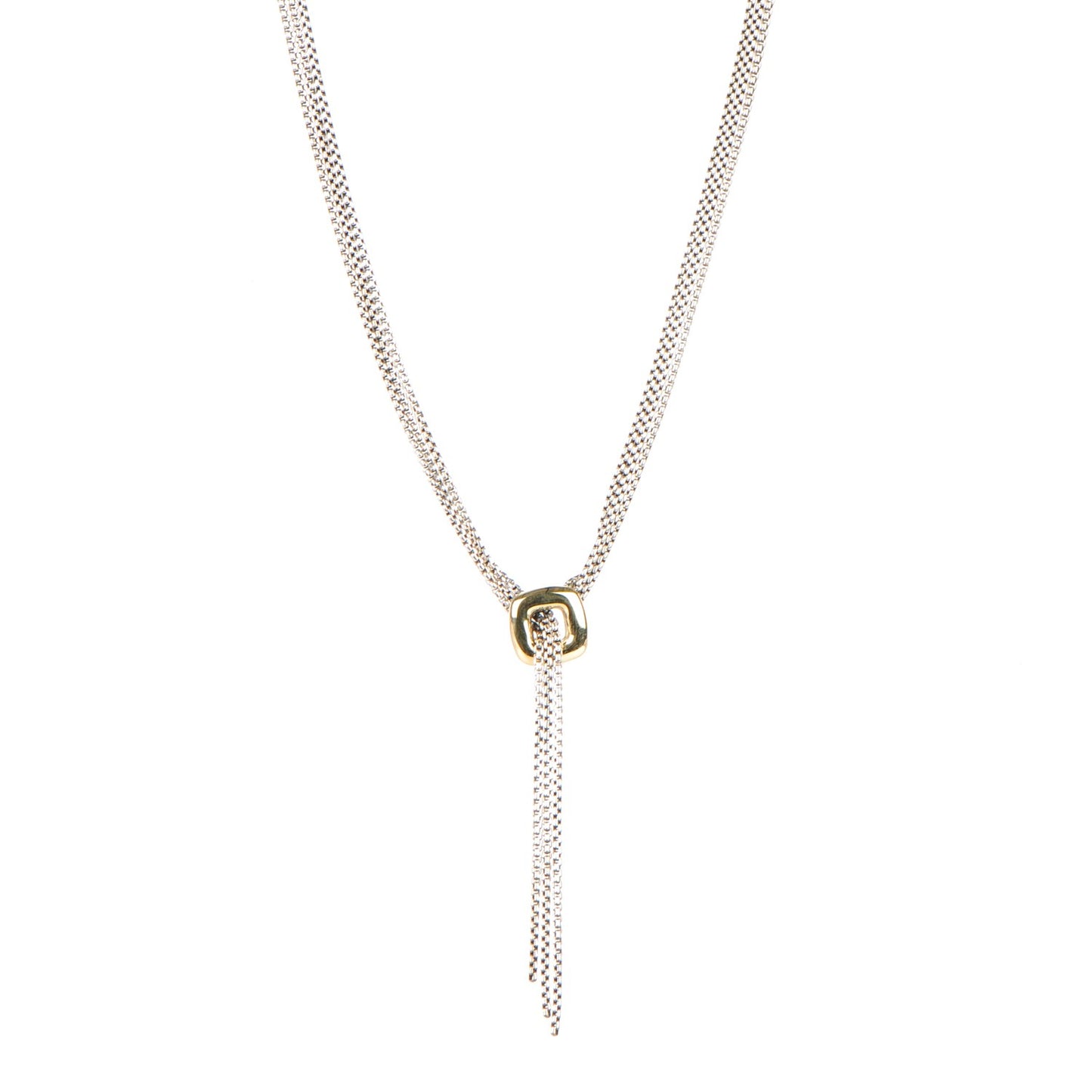 Sterling Silver 18K Yellow Gold Lariat Waterfall Necklace