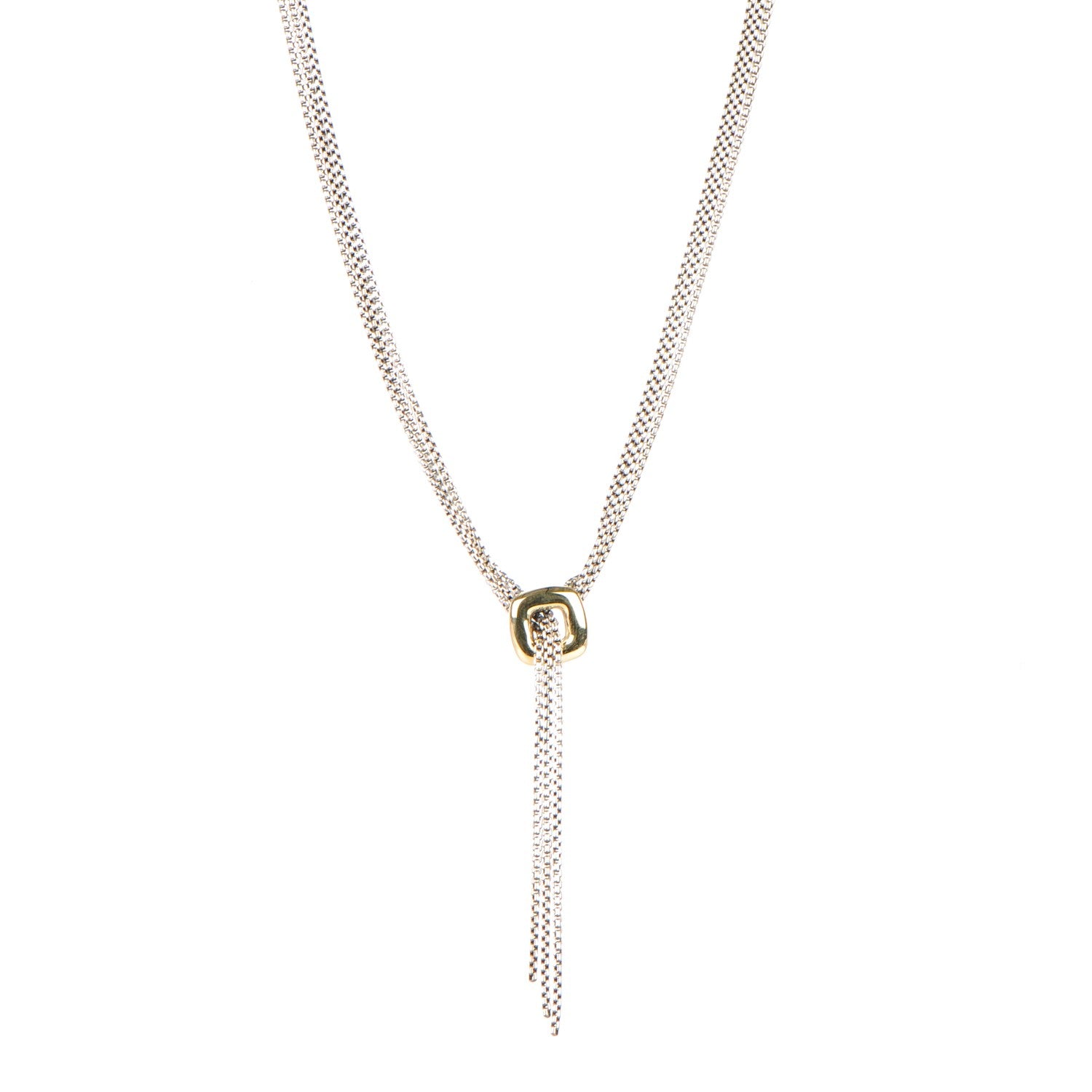 David Yurman Sterling Silver 18K Yellow Gold Lariat Waterfall Necklace 1 of 4
