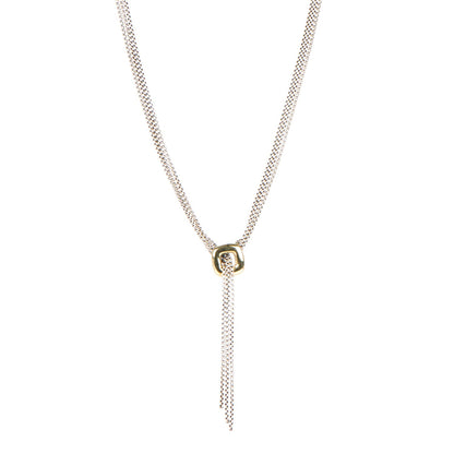 David Yurman Sterling Silver 18K Yellow Gold Lariat Waterfall Necklace 1 of 4