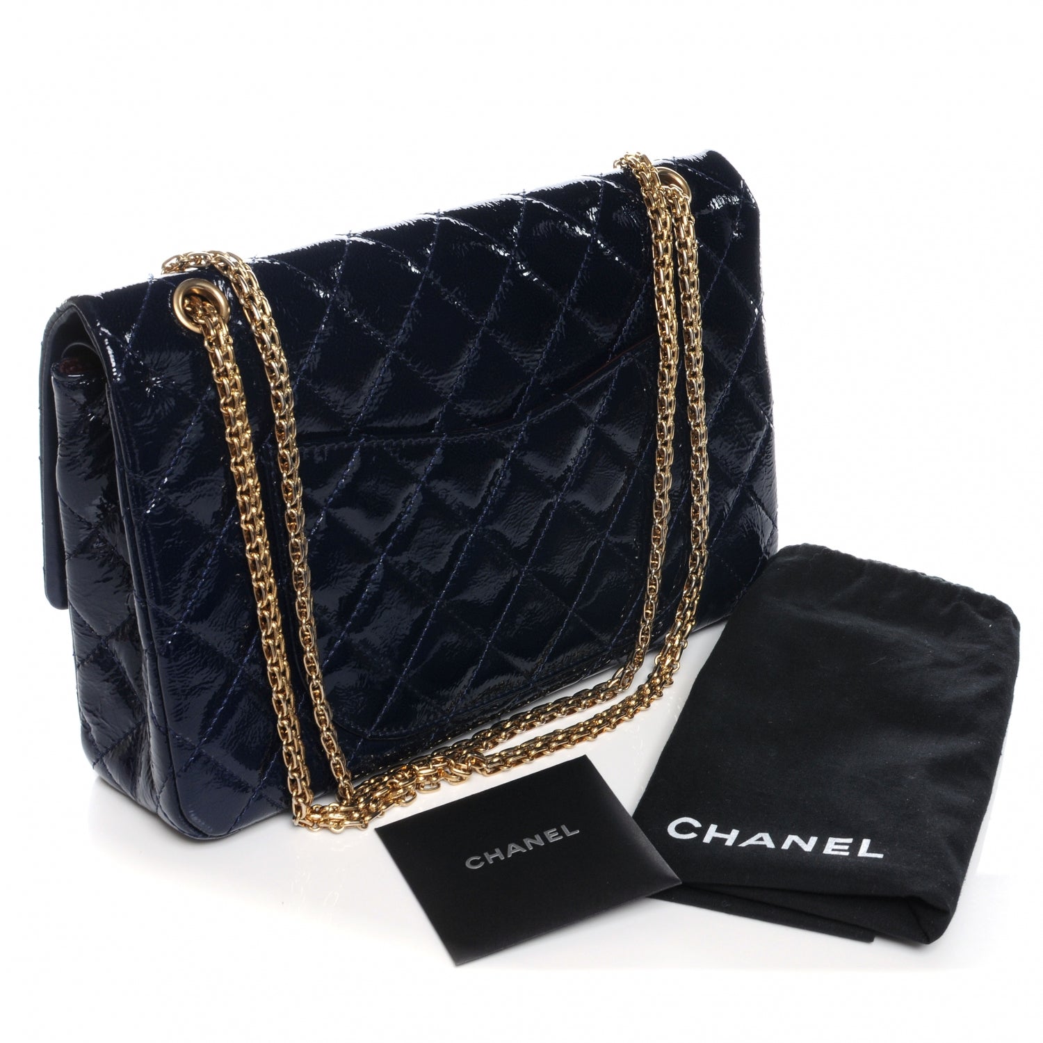 Chanel Distressed Patent 2.55 Reissue 227 Jumbo Flap Navy 3 of 8