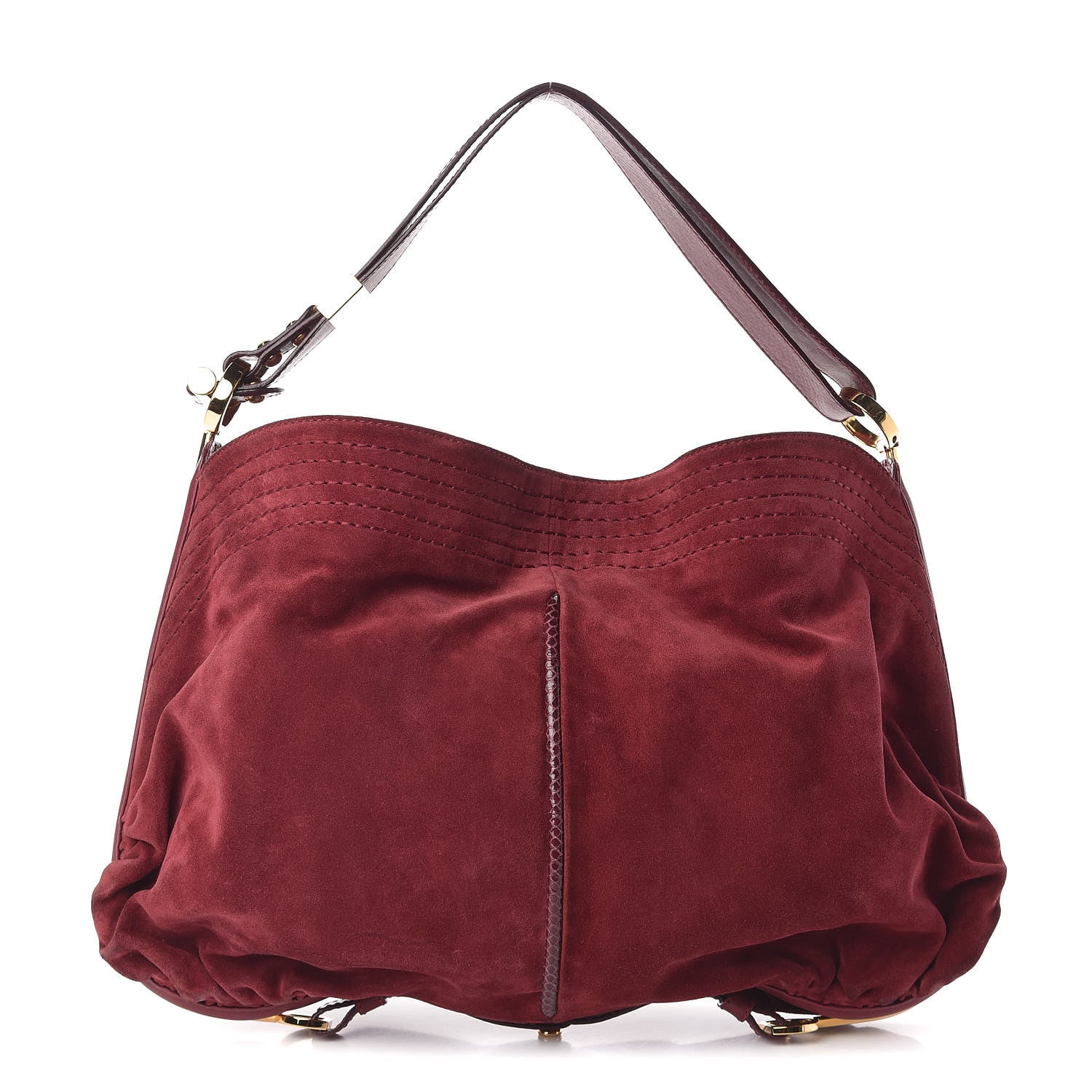 Chanel JIMMY CHOO Suede Watersnake Trim Alex Hobo Bag Red 1 of 9
