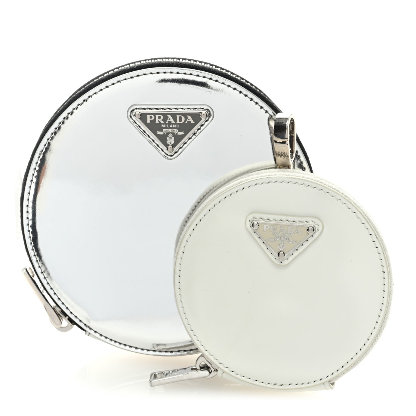 Spazzolato Round Chain Coin Crossbody Pouch Argento