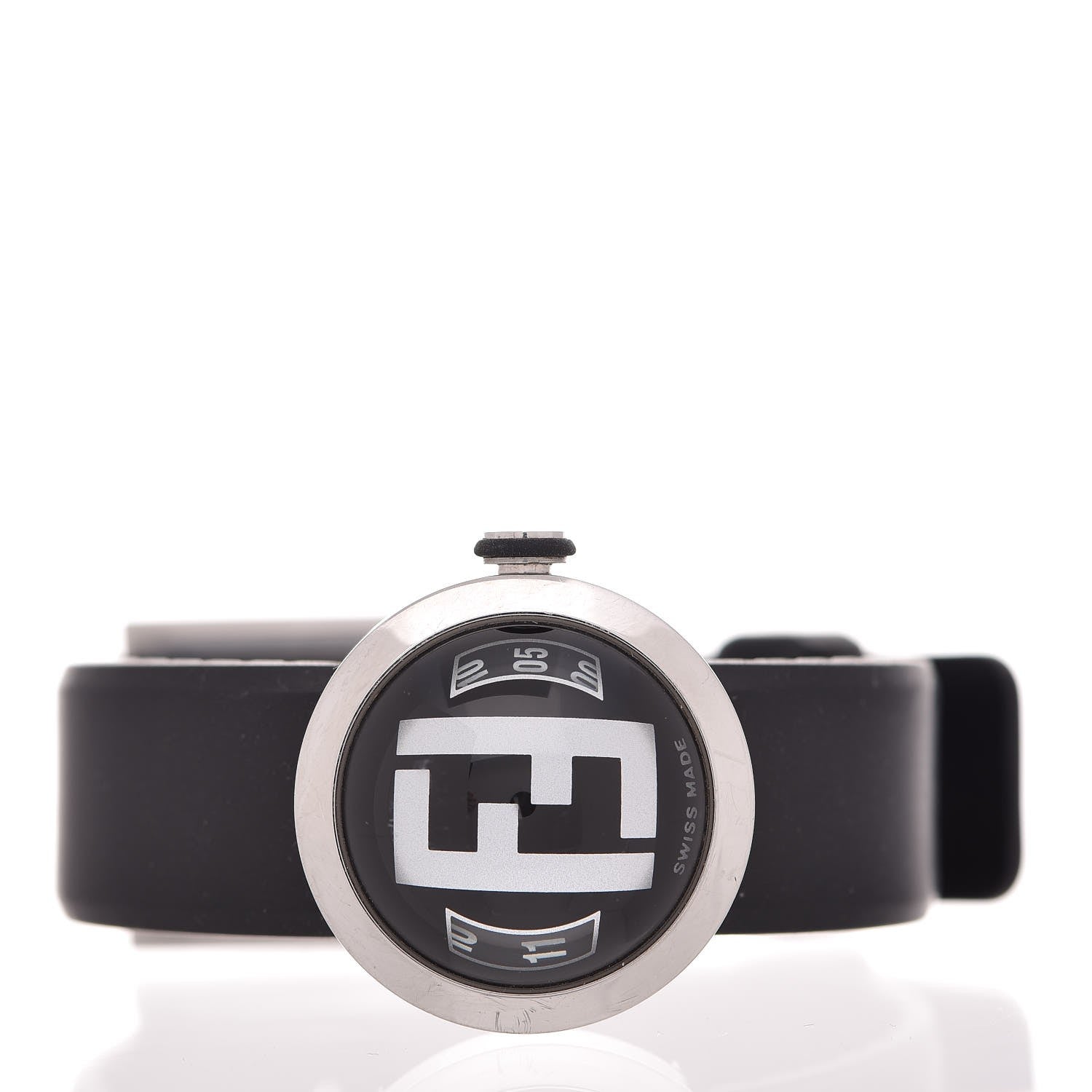 Fendi Stainless Steel Rubber 27mm Bussola Bubble Quartz Watch Black 3 of 12