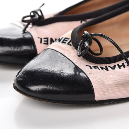 Chanel Printed Canvas Logo Ballet Flats 39.5 Pink Black 15 of 16