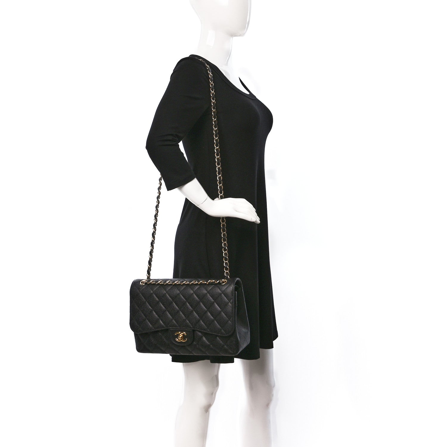 Chanel Caviar Quilted Jumbo Double Flap Black 2 of 11