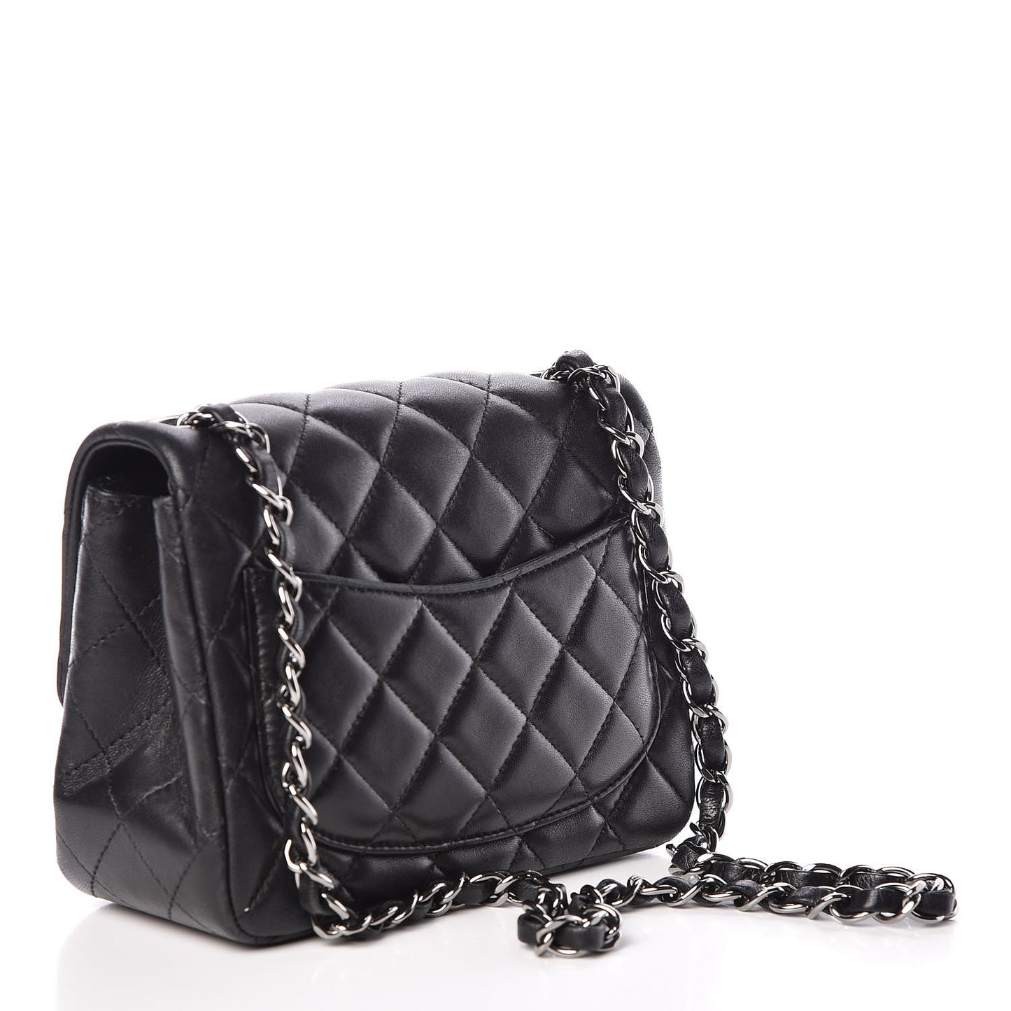Lambskin Quilted Mini Square Flap Black
