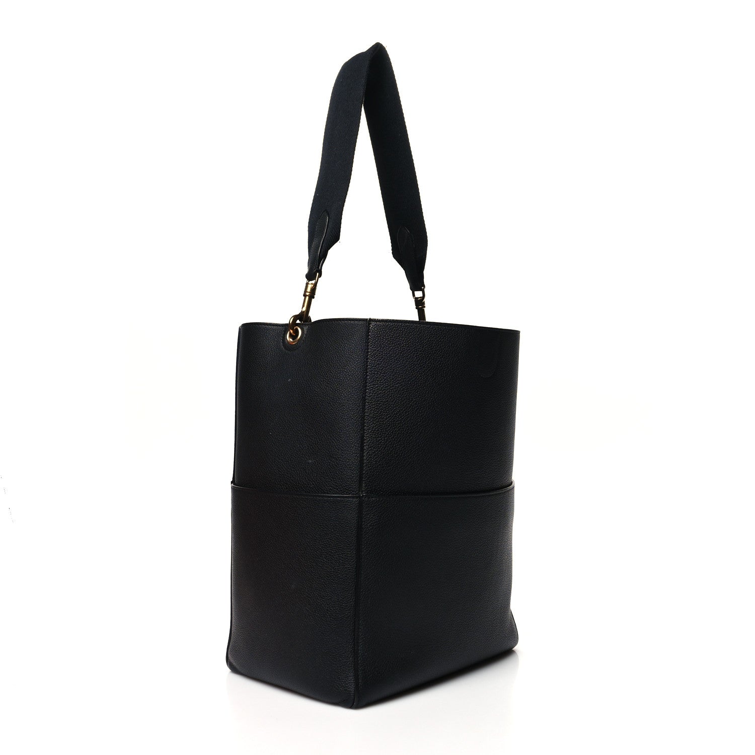 Celine Soft Grained Calfskin Sangle Bucket Bag Black 3 of 16