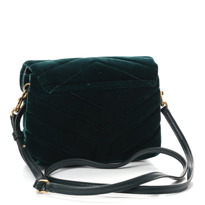 Saint Laurent Velvet Y Quilted Monogram Toy Loulou Crossbody Bag Dark Ottanio 3 of 9