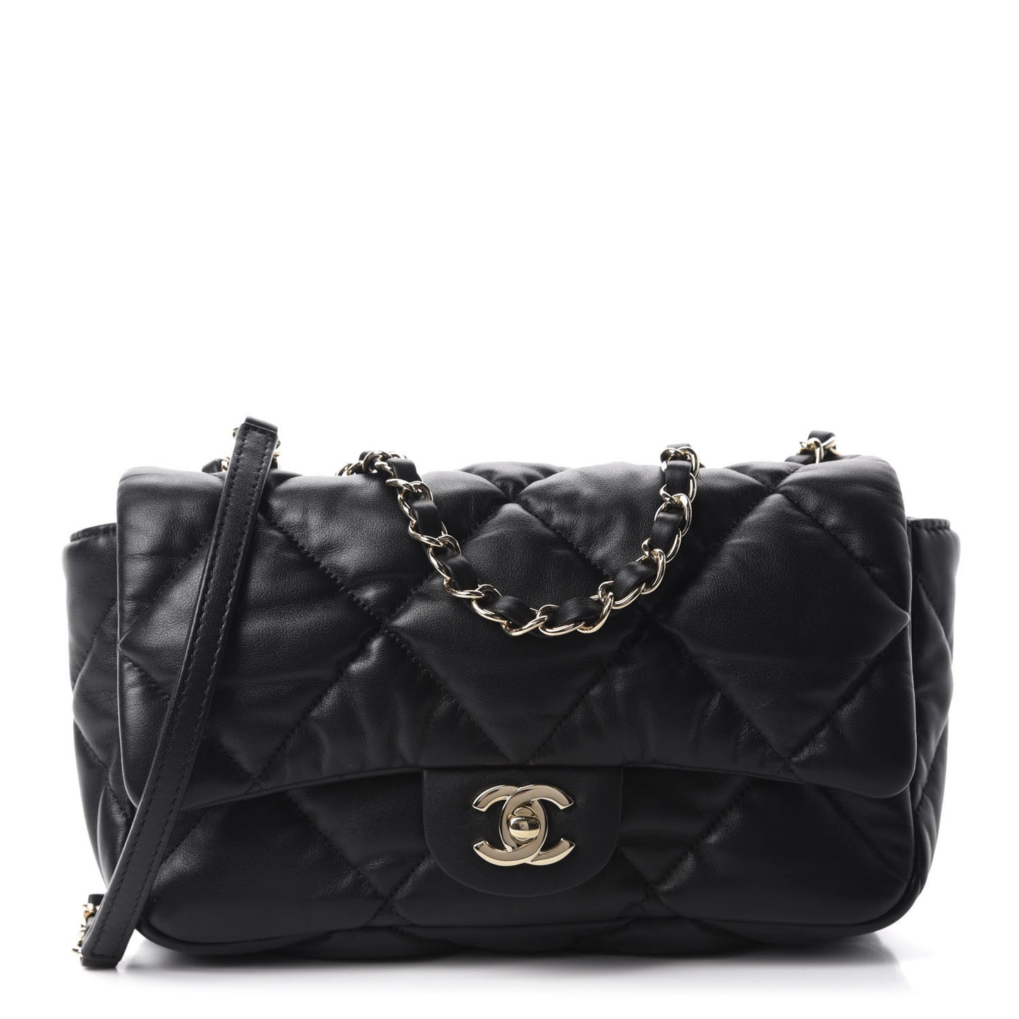 Lambskin Quilted Flap Black