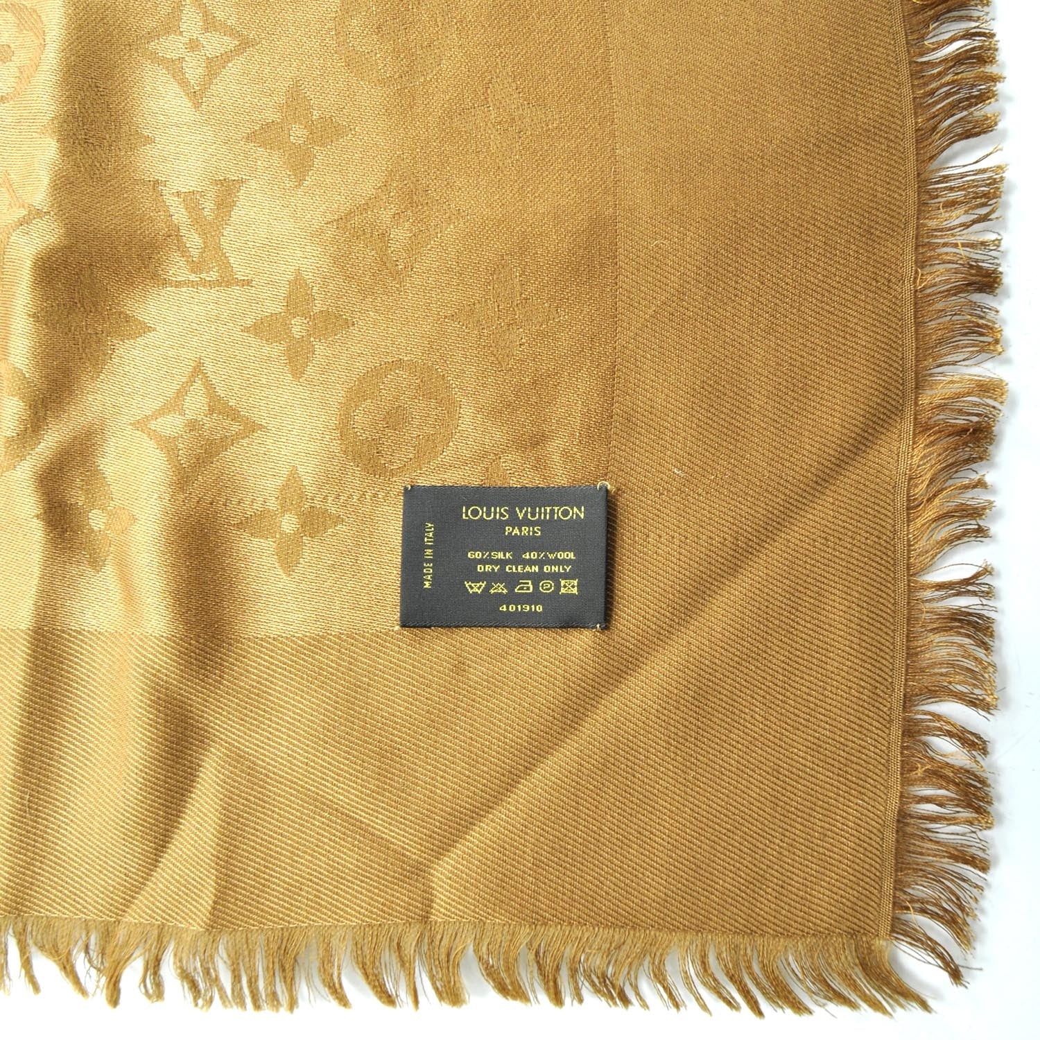 Louis Vuitton Wool Silk Monogram Shawl Caramel 6 of 6