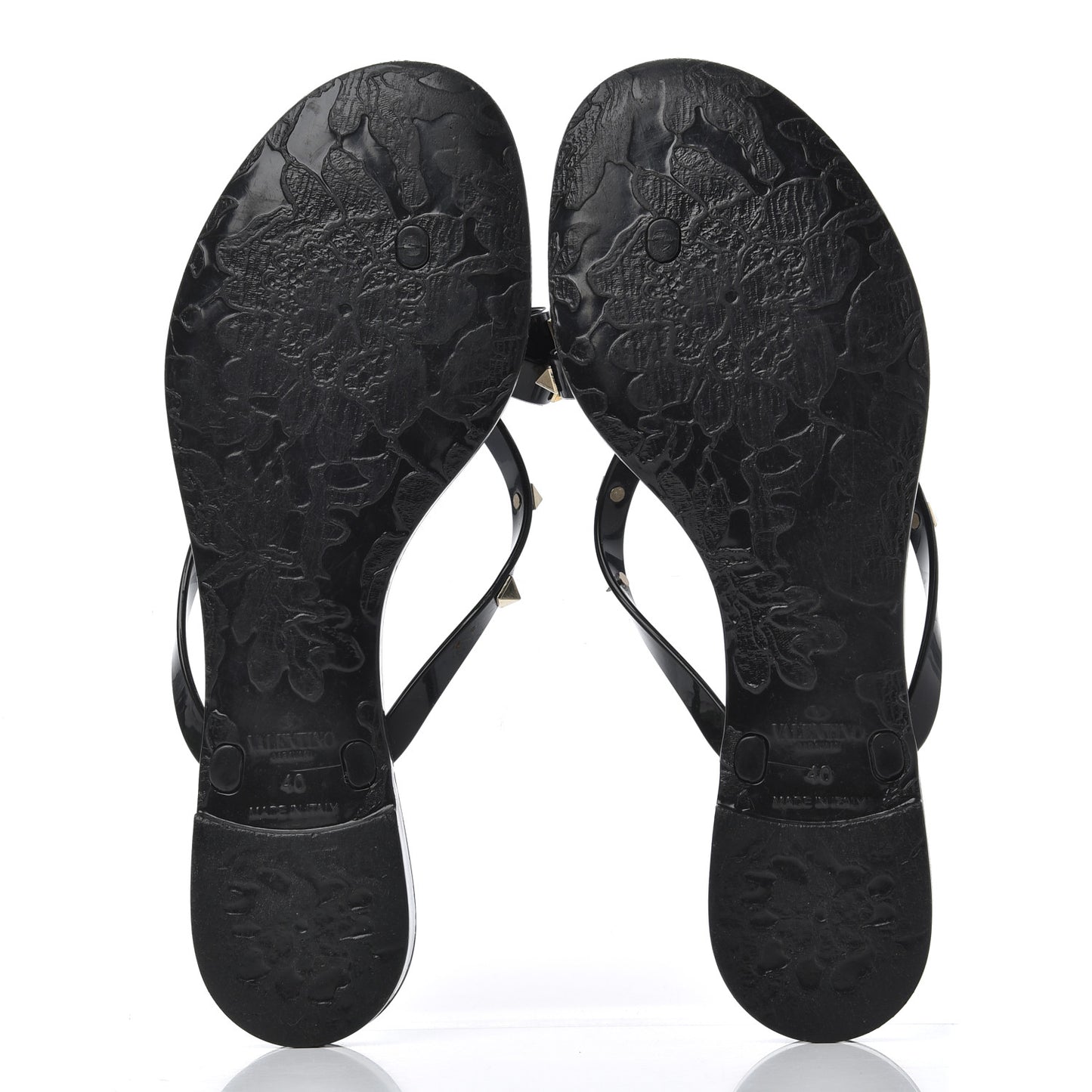 PVC Jelly Rockstud Bow Thong Sandals 40 Black