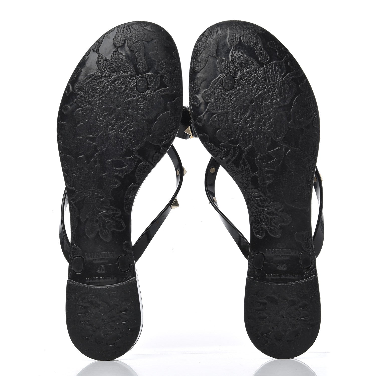 Valentino Garavani PVC Jelly Rockstud Bow Thong Sandals 40 Black 5 of 18