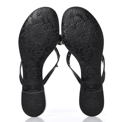 Valentino Garavani PVC Jelly Rockstud Bow Thong Sandals 40 Black 5 of 18
