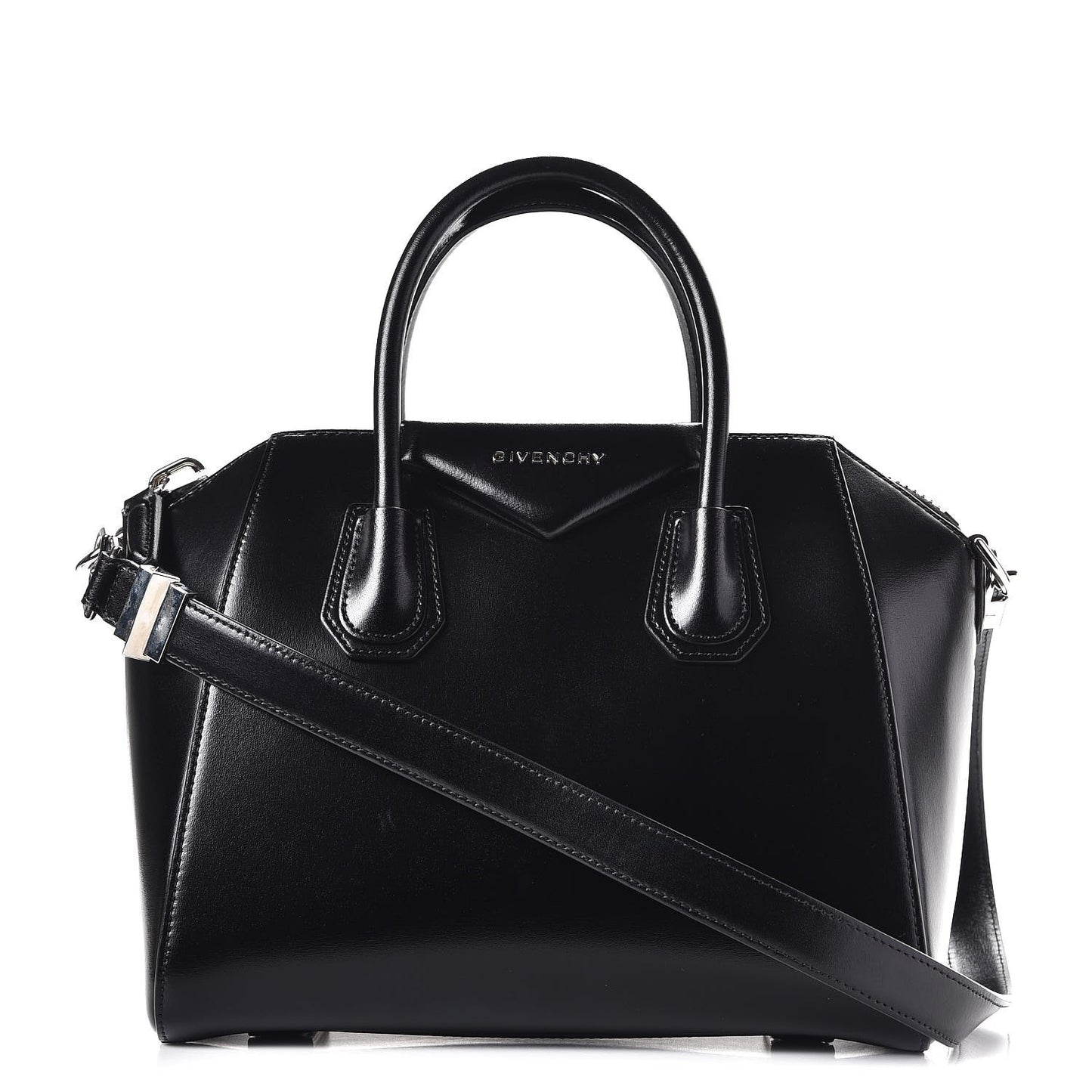 Shiny Lord Calfskin Small Antigona Black