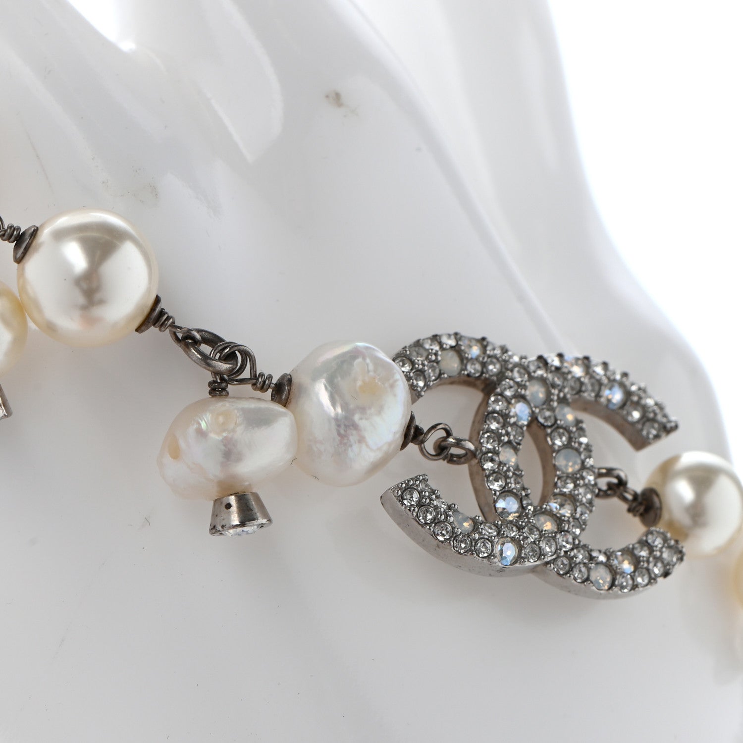 Chanel Pearl Crystal CC Bracelet Pearly White 7 of 7
