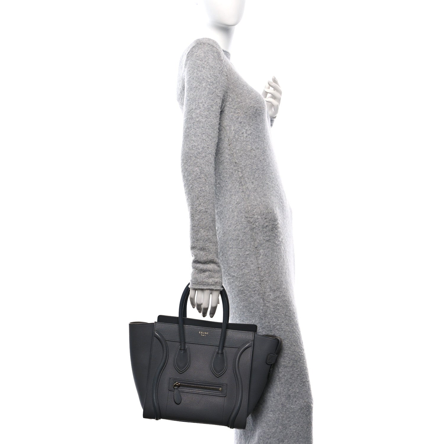 Celine Drummed Calfskin Micro Luggage Kohl 2 of 12