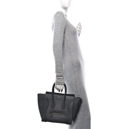 Celine Drummed Calfskin Micro Luggage Kohl 2 of 12