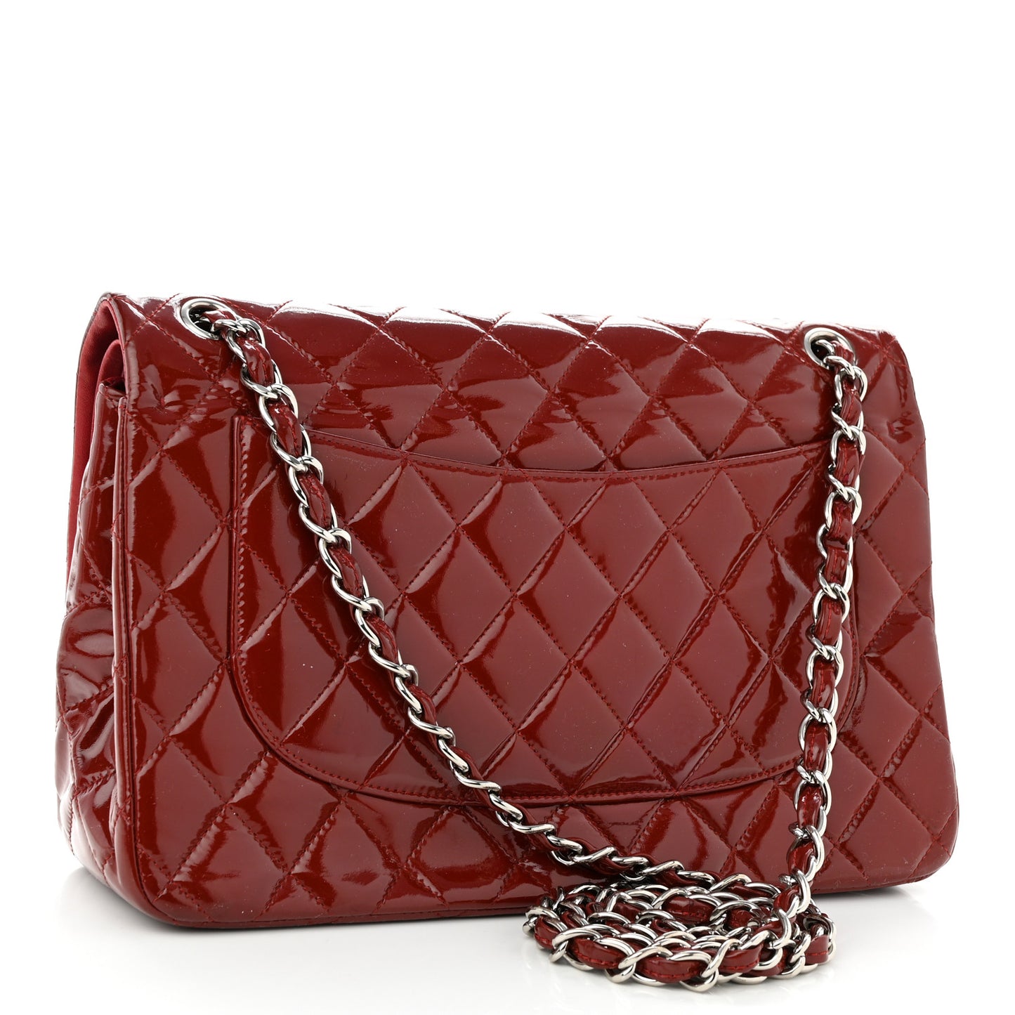 Patent Quilted Jumbo Double Flap Red