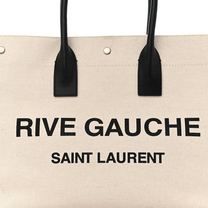 Saint Laurent Linen Calfskin Rive Gauche Tote Optic White 8 of 18