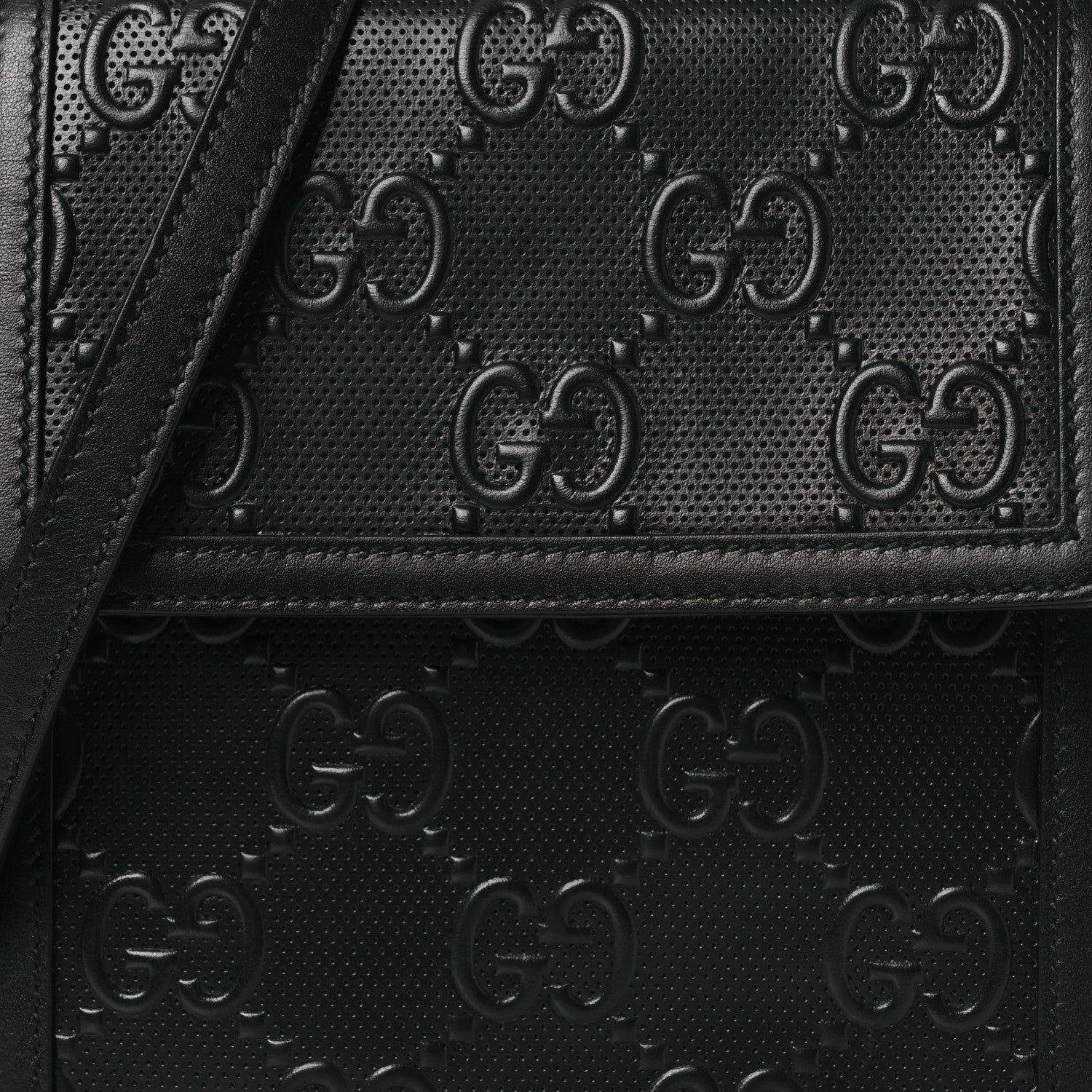 Gucci Calfskin GG Tennis Embossed Messenger Bag Black 14 of 21