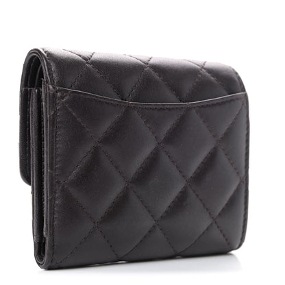 Chanel Lambskin Quilted Compact Flap Wallet Dark Brown 2 of 4