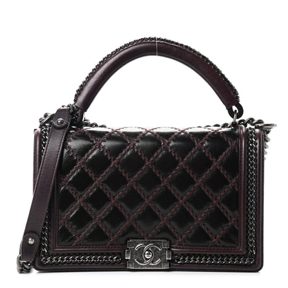 Chanel Goatskin Quilted New Medium Boy Handle Flap Burgundy 1 of 10