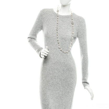 Chanel Crystal Pearl CC Long Necklace Silver 2 of 5