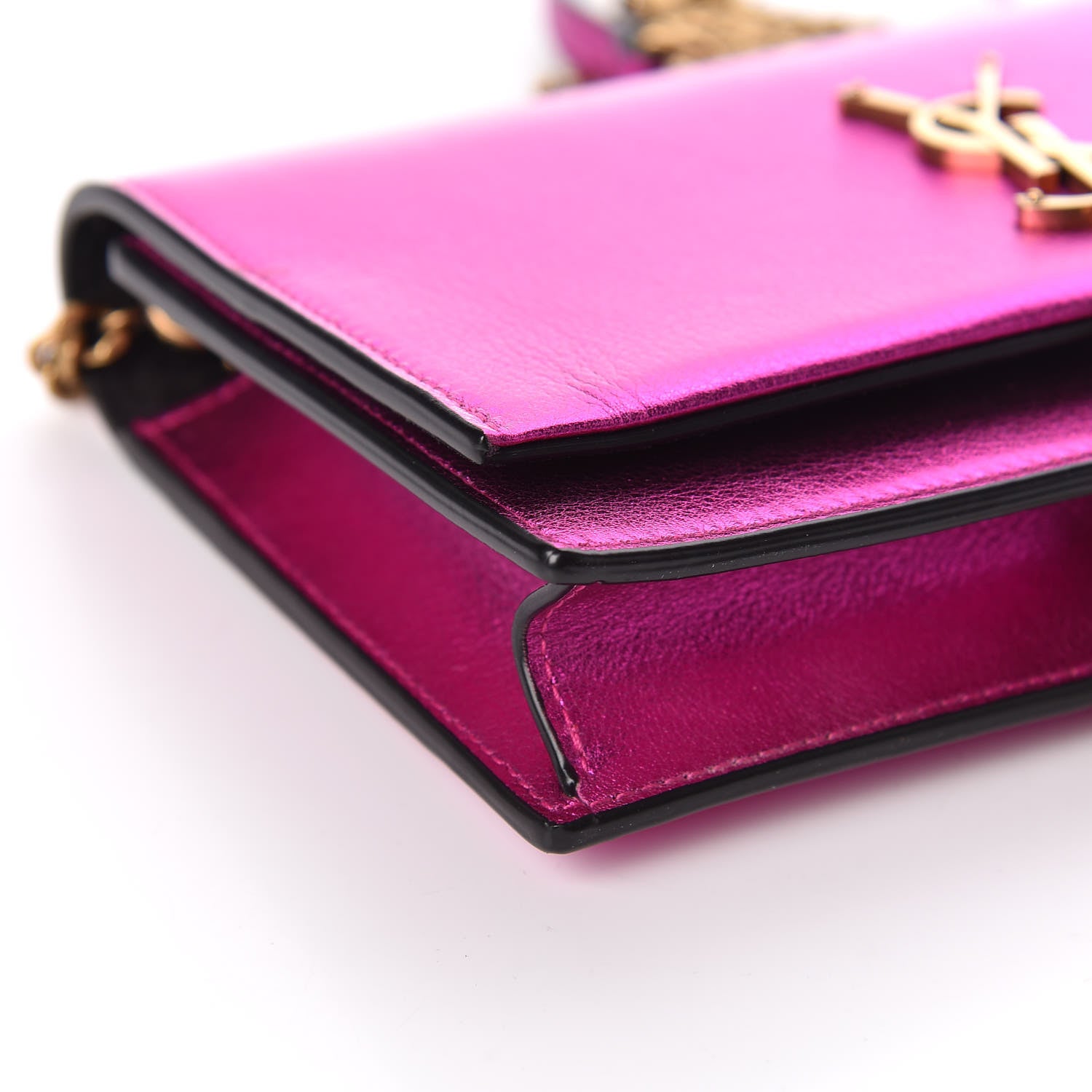 Saint Laurent Metallic Calfskin Classic Monogram Kate Tassel Chain Wallet Fuchsia 5 of 11