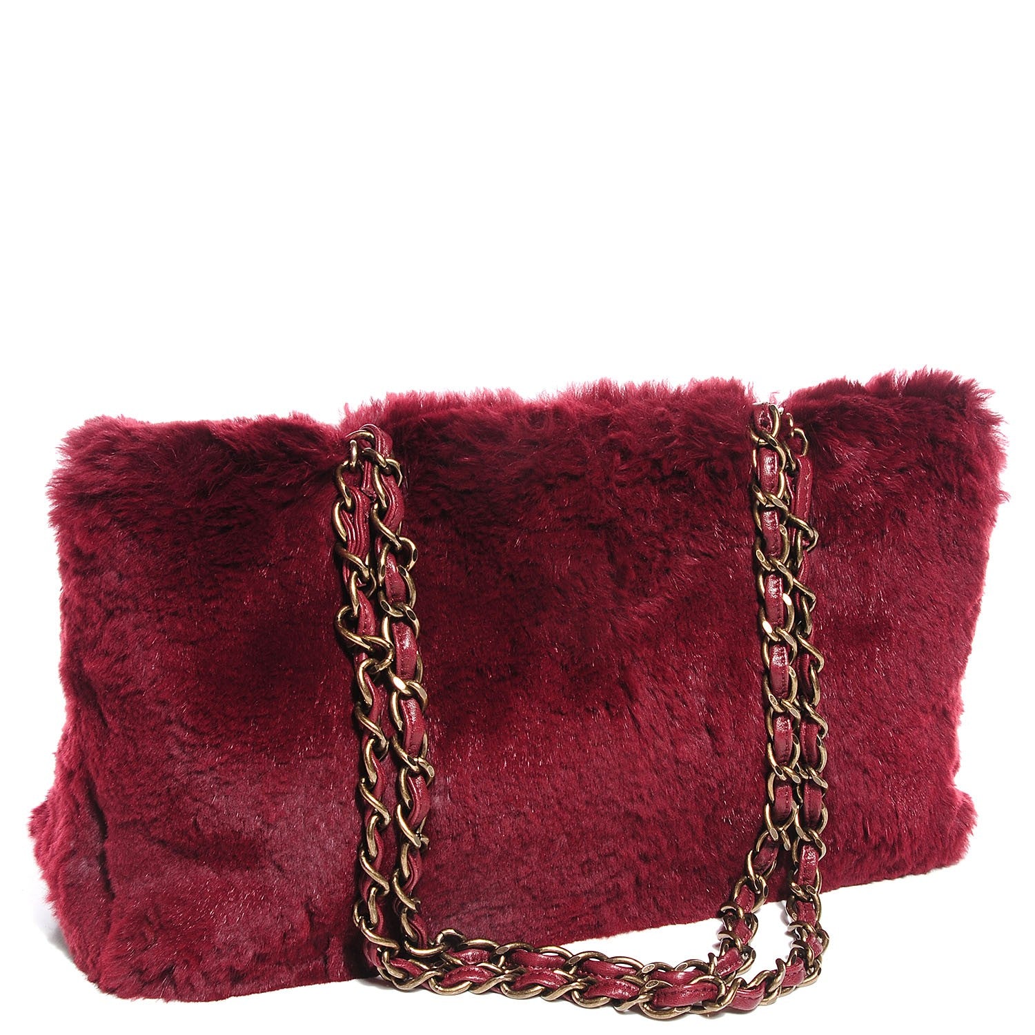 Chanel Rabbit Fur Shoulder Bag Burgundy 3 of 6