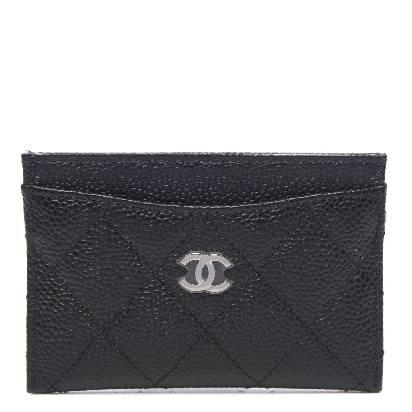 Caviar Quilted Card Holder Black