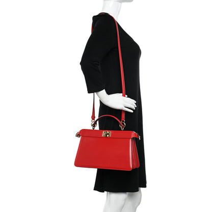 Fendi Vitello King Luxor Shiny Nappa Medium Peekaboo I SEE U East West Satchel Fuoco Light Rose 2 of 10
