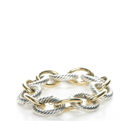 David Yurman Sterling Silver 18K Yellow Gold 17mm Extra Large Oval Link Bracelet 3 of 5