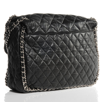 Chanel Washed Lambskin Chain Around Maxi Flap Bag Black 3 of 7