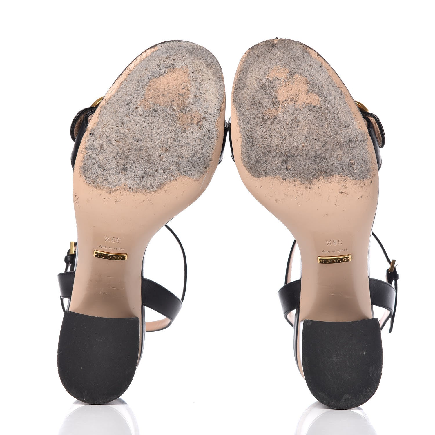 Gucci Lifford Calfskin GG Marmont Ankle Wrap 75mm Sandals 38.5 Black 5 of 11