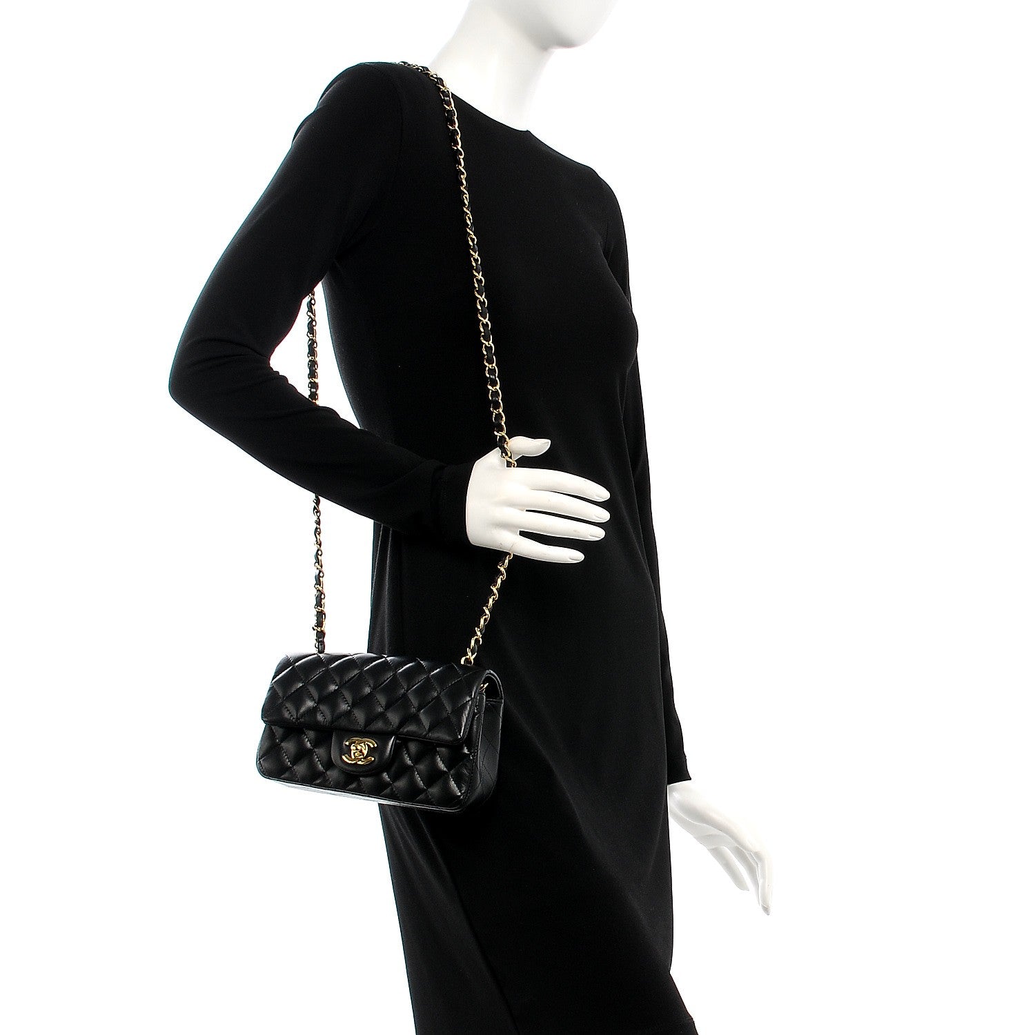 Chanel Lambskin Quilted Mini Rectangular Flap Black 2 of 7