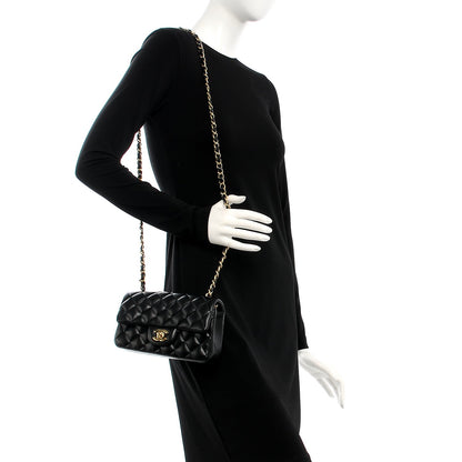 Chanel Lambskin Quilted Mini Rectangular Flap Black 2 of 7