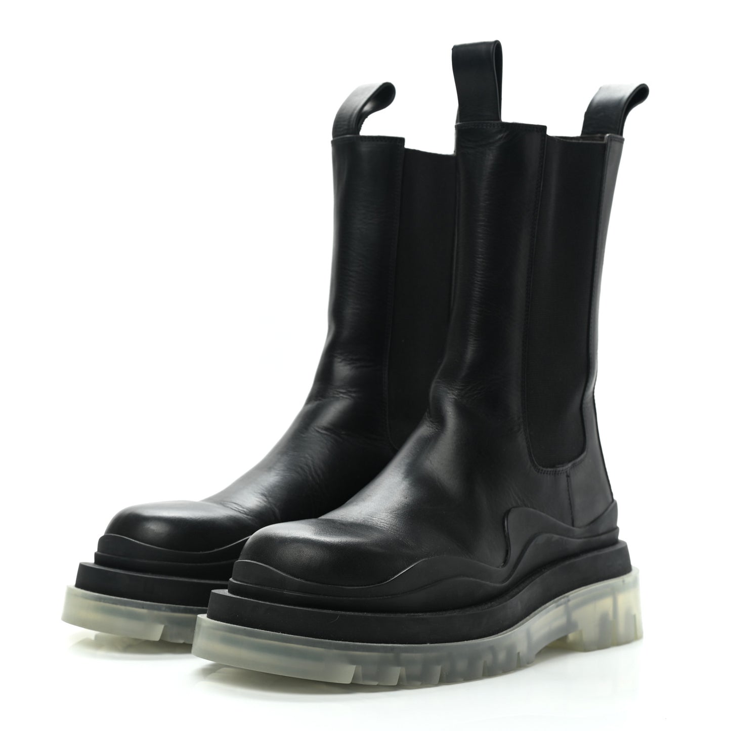 Calfskin The Tire Chelsea Boots 37.5 Black Transparent