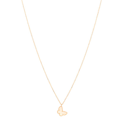 Van Cleef & Arpels 18K Yellow Gold Mother of Pearl Sweet Alhambra Butterfly Pendant Necklace 1 of 3