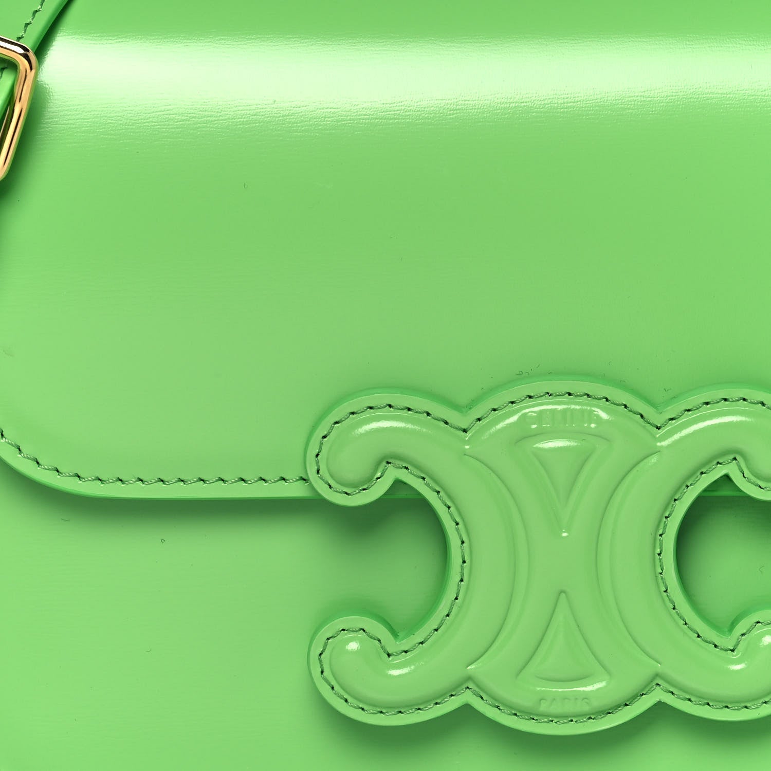 Celine Shiny Calfskin Teen Cuir Triomphe Bright Green 8 of 14