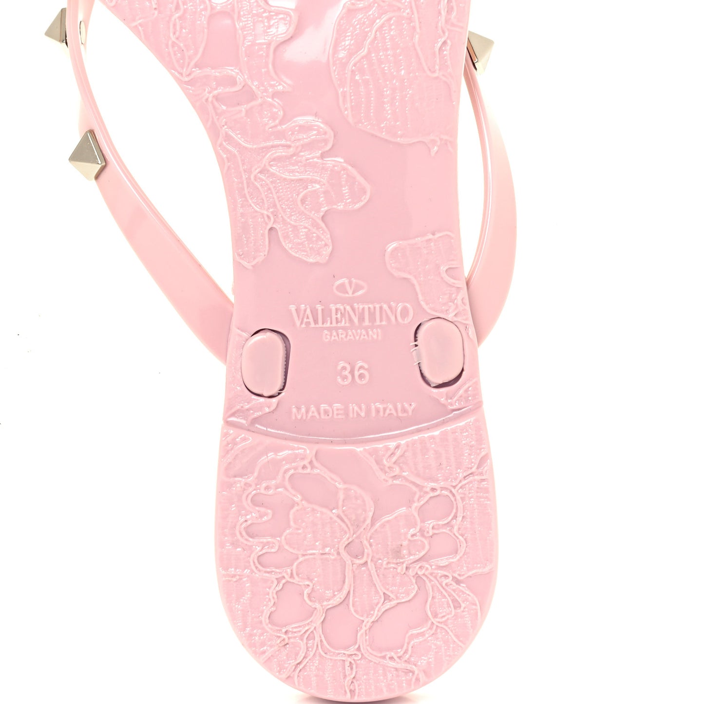 PVC Jelly Rockstud Bow Thong Sandals 36 Water Rose