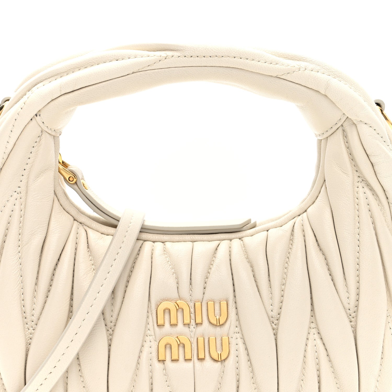 Miu Miu Nappa Matelasse Mini Wander Hobo White 7 of 9