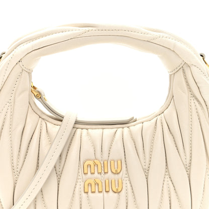 Miu Miu Nappa Matelasse Mini Wander Hobo White 7 of 9