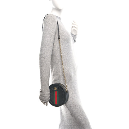 Gucci Grained Calfskin Web Mini Ophidia Round Shoulder Bag Black 2 of 10