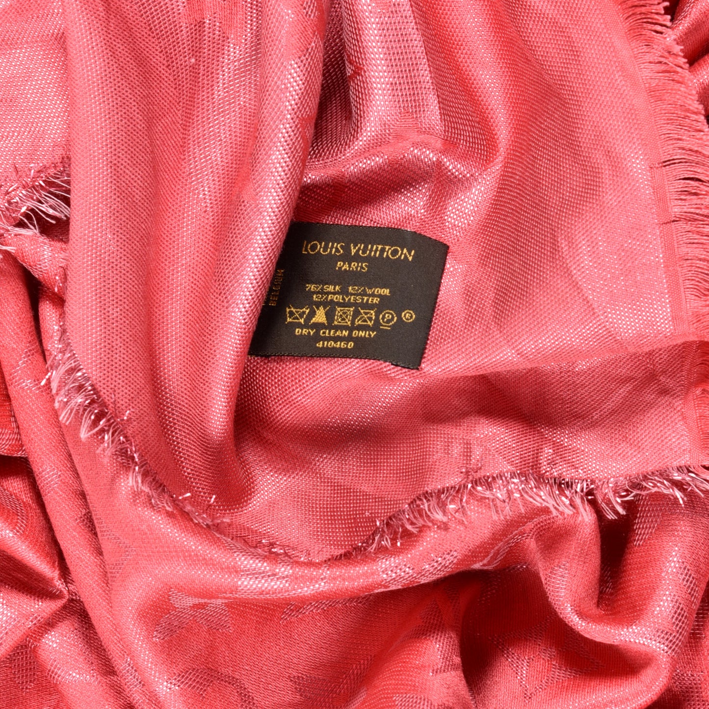 Silk Lurex Wool Monogram Shine Shawl Fuchsia